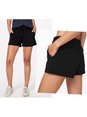 Excellent Lululemon On The Fly Shorts Black sz 4